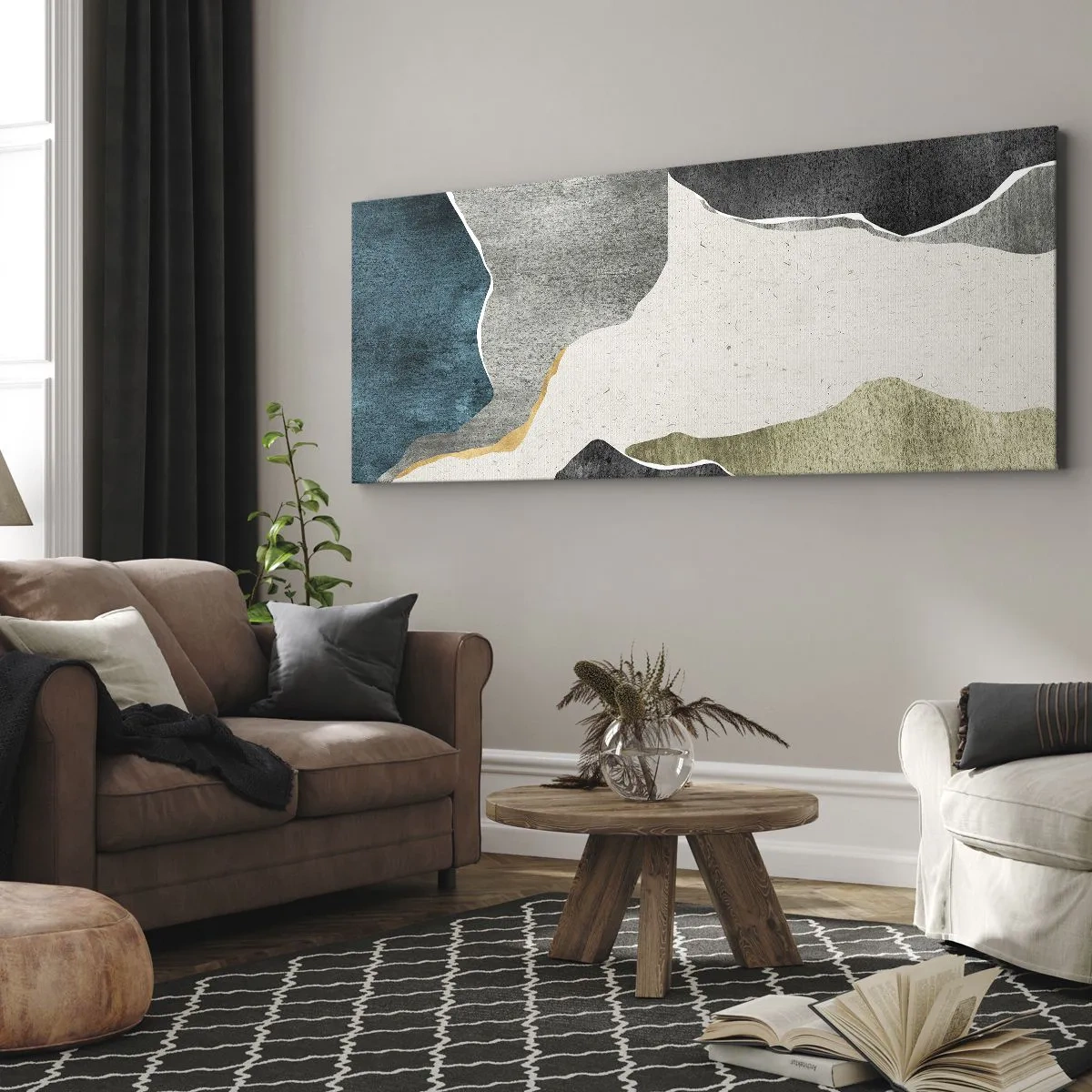 Impression sur toile - Image sur toile - Composition mosaïque avec un fil d'or - 100x40 cm