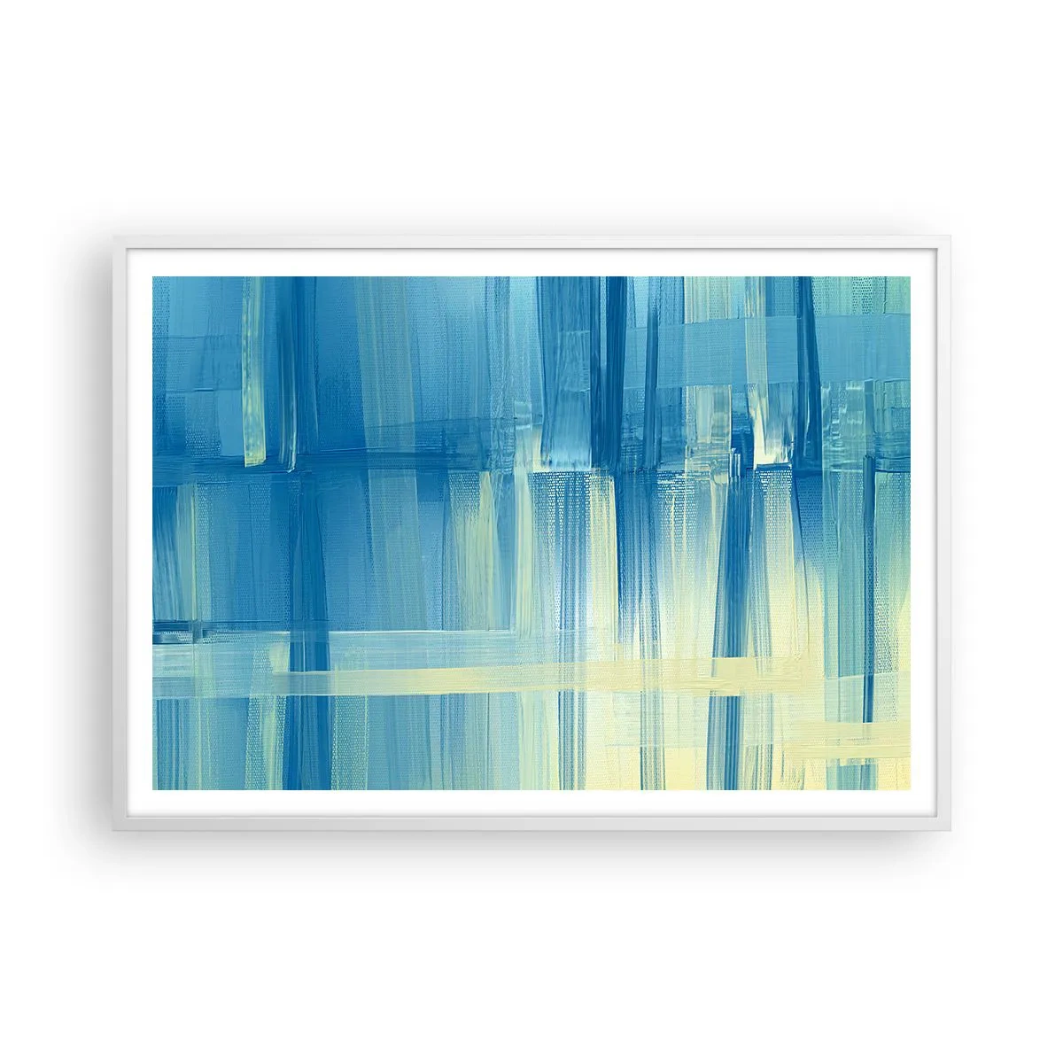 Affiche dans un cadre blanc - Poster - Composition en turquoise - 100x70 cm
