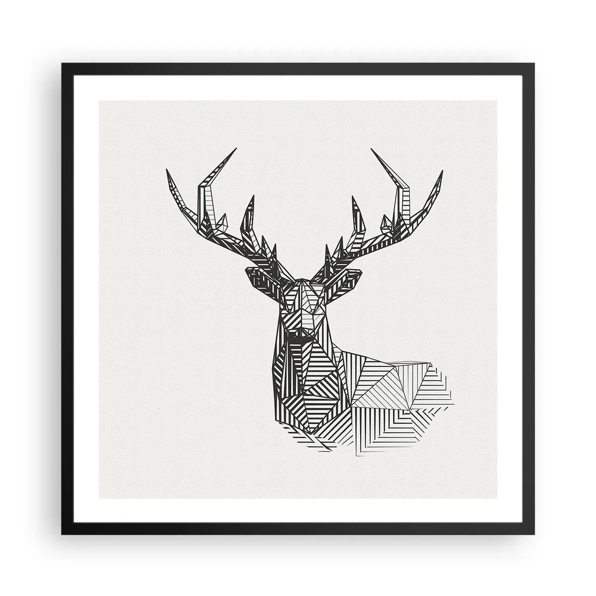 Affiche dans un cadre noir - Poster - Cerf dans un style cubique - 60x60 cm