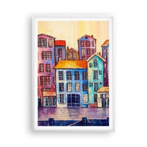 Affiche dans un cadre blanc - Poster - Une ville comme dans un conte de fées - 70x100 cm