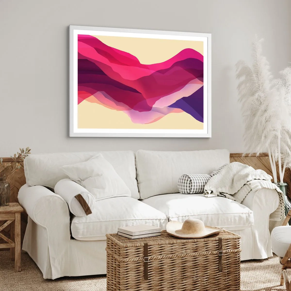 Affiche dans un cadre blanc - Poster - Vagues pourpre - 40x30 cm