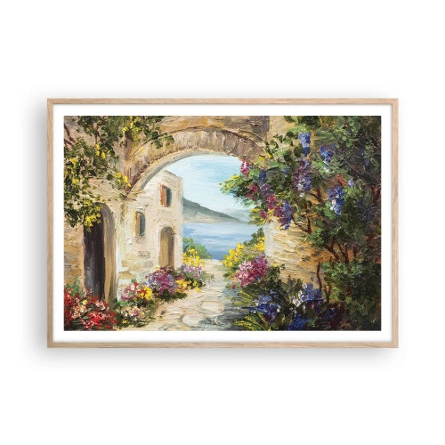 Affiche dans un chêne clair - Poster - Le charme d'une province côtière - 100x70 cm