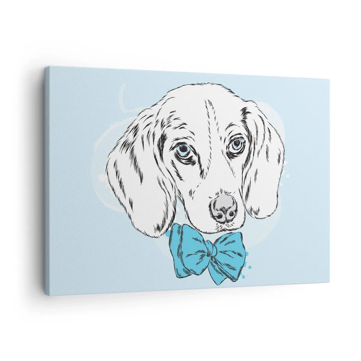 Impression sur toile - Image sur toile - Adorable graphique d'un chien avec un nœud papillon sur un fond pastel - 70x50cm - L'élégance du chien - Décoration murale moderne pour le salon et la chambre ARTTOR