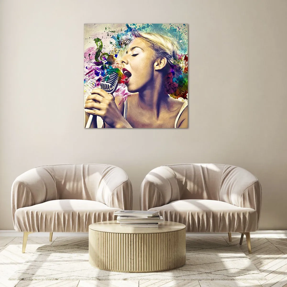 Impression sur verre - Image sur verre - Peindre le monde avec sa voix - 70x70 cm