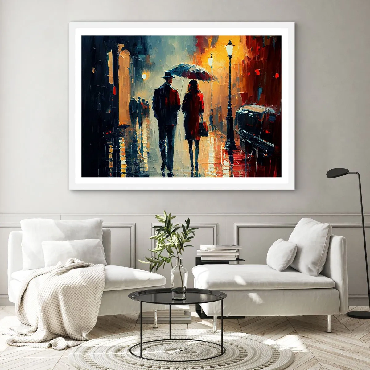 Affiche dans un cadre blanc - Poster - Histoire d'amour urbaine - 70x50 cm