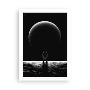 Affiche - Poster - Un astronaute avec en arrière-plan une immense planète dans l'espace - 50x70cm - Face à face - Décoration murale moderne pour le salon et la chambre ARTTOR