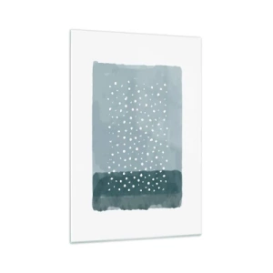 Impression sur verre - Image sur verre - Une peinture minimaliste dans des tons de bleu avec des pois - 70x100cm - Évolution de bleus - Décoration murale moderne pour le salon et la chambre ARTTOR
