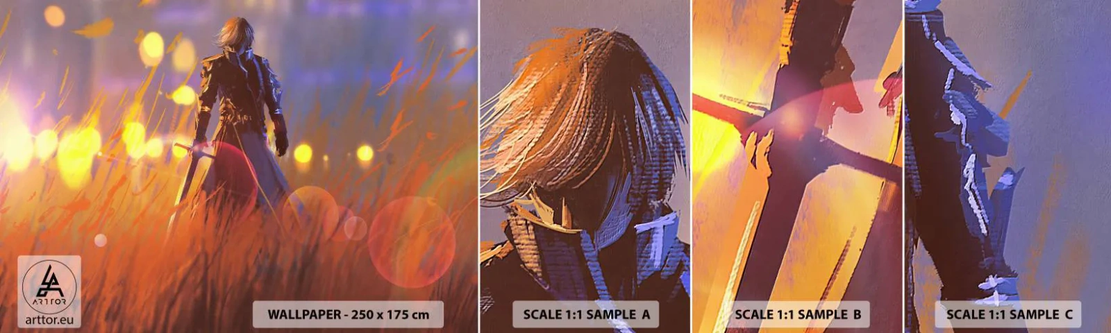 Échantillon De Papier Peint Standard Eco - Chevalier errant - Abstraction, Fantaisie, Guerrier - 100x30 cm