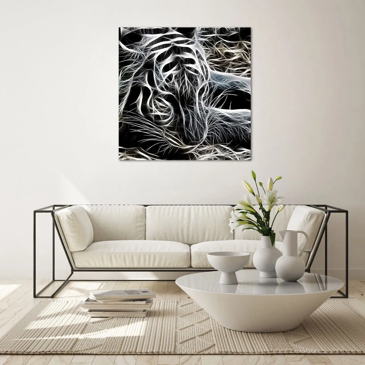 Impression sur verre - Image sur verre - Une étude de la légèreté du chat - 40x40 cm