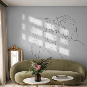 Papier Peint Autocollant Deluxe Sticker - La même ligne - Graphique, Couple amoureux, Baiser - 450x315 cm