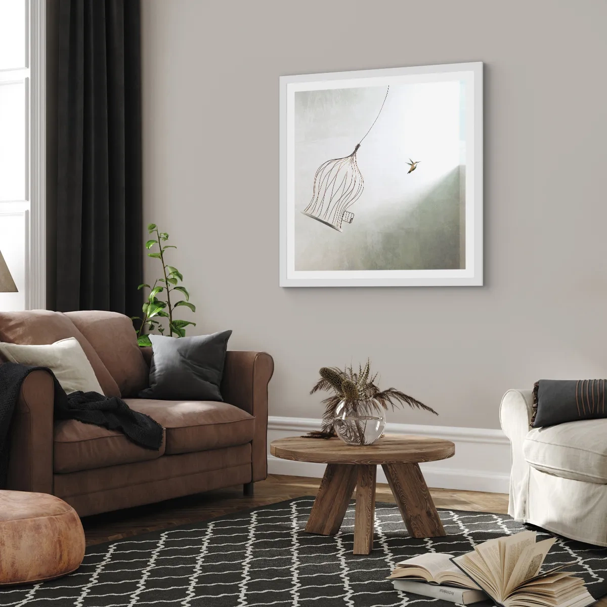 Affiche dans un cadre blanc - Poster - Dans son élément - 60x60 cm