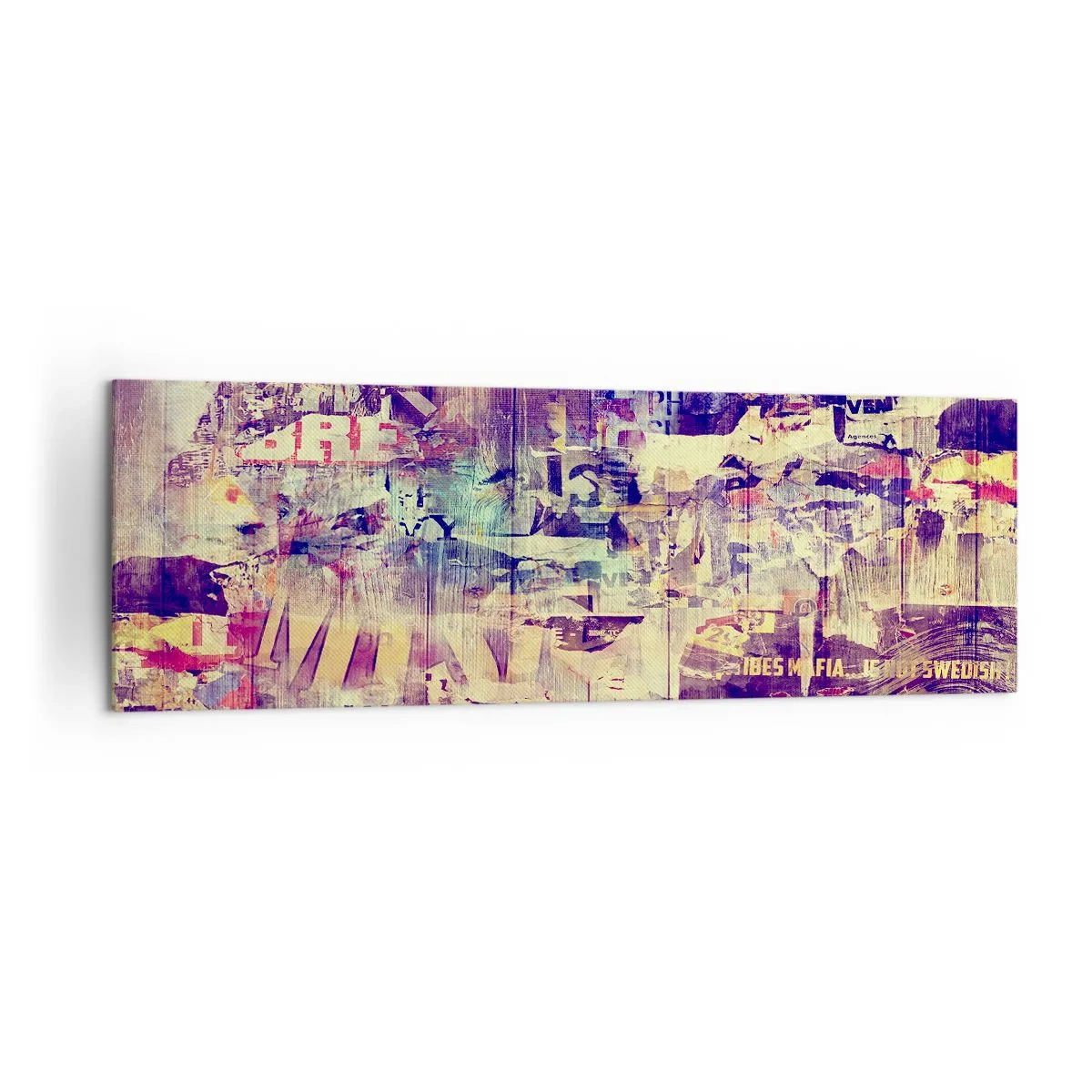 Impression sur toile - Image sur toile - Collage abstrait coloré avec texte et graphiques - 160x50cm - Et c'est tout ce qu'il y a à faire - Décoration murale moderne pour le salon et la chambre ARTTOR