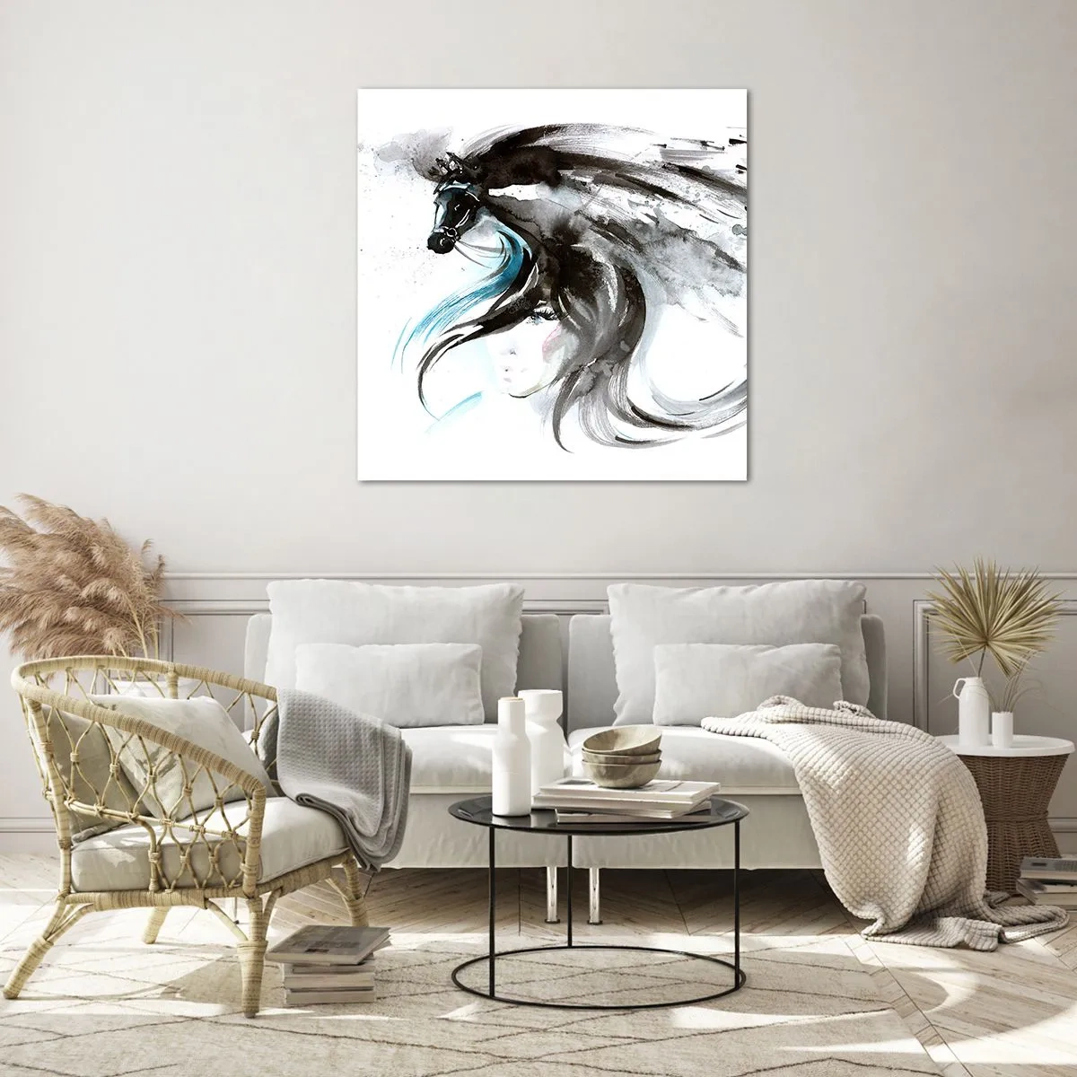 Impression sur verre - Image sur verre - Galop du prince noir - 70x70 cm