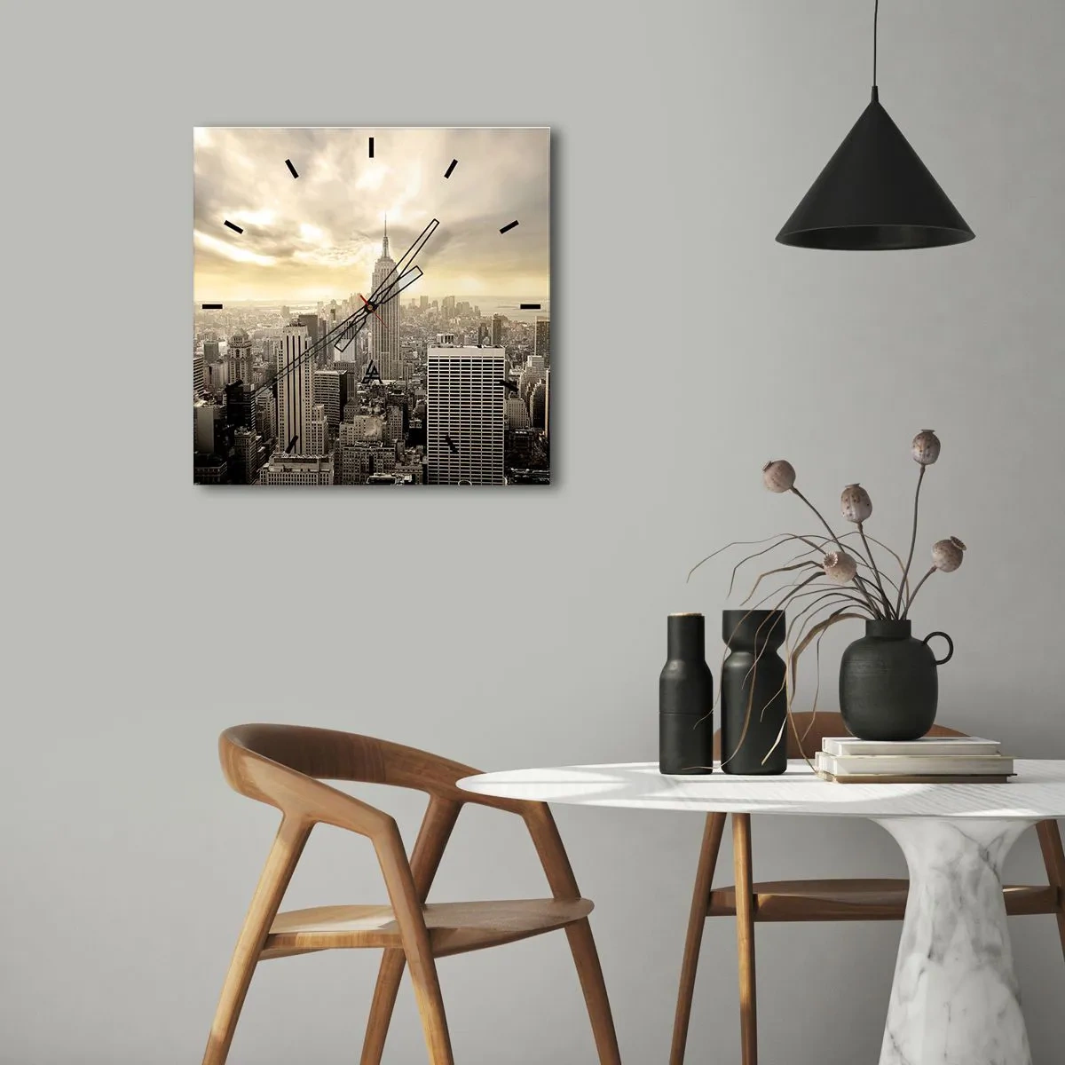 Horloge murale - Pendule murale - New York tissé de gris - 40x40 cm