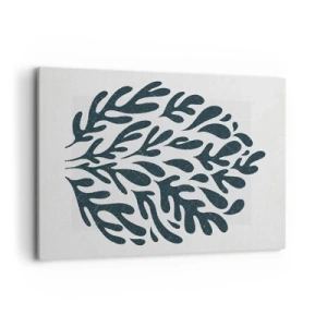 Impression sur toile - Image sur toile - Motif de feuille abstrait sombre sur fond clair - 120x80cm - Formes de la nature - Décoration murale moderne pour le salon et la chambre ARTTOR