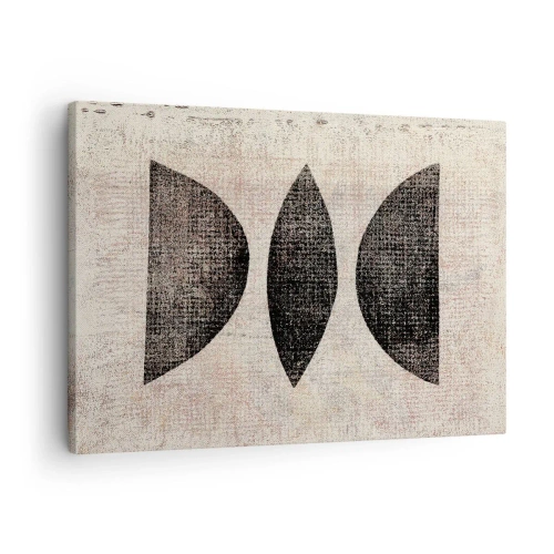 Impression sur toile - Image sur toile - Formes ethniques aux tons sombres sur fond clair - 70x50cm - Abstraction ethnique - Décoration murale moderne pour le salon et la chambre ARTTOR
