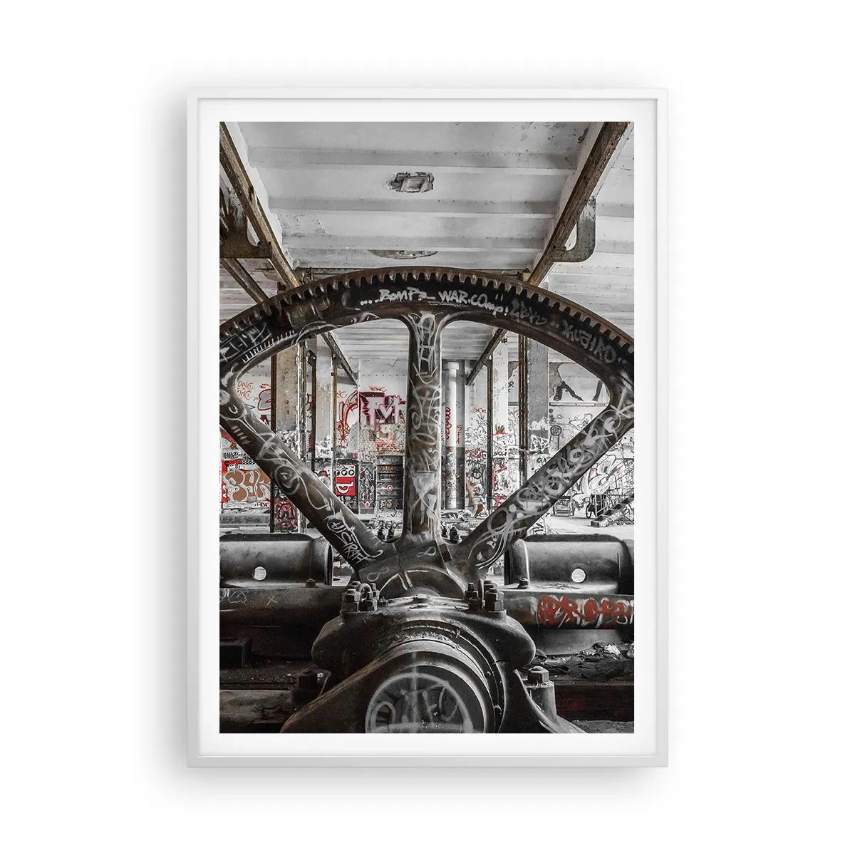 Affiche dans un cadre blanc - Poster - Vie secrète d'une usine - 70x100 cm