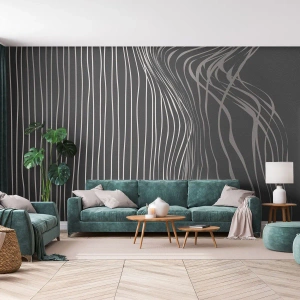 Papier Peint Photo Standard Eco - Silhouette abstraite d'une femme aux lignes ondulées - 100x70cm - Rythme et accent - Décoration murale moderne pour le salon et la chambre ARTTOR