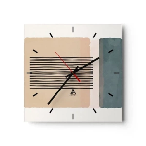 Horloge murale - Pendule murale - Formes géométriques minimalistes dans des tons beiges et verts - 30x30cm - Tout est en ordre - Décoration murale moderne pour le salon et la chambre ARTTOR