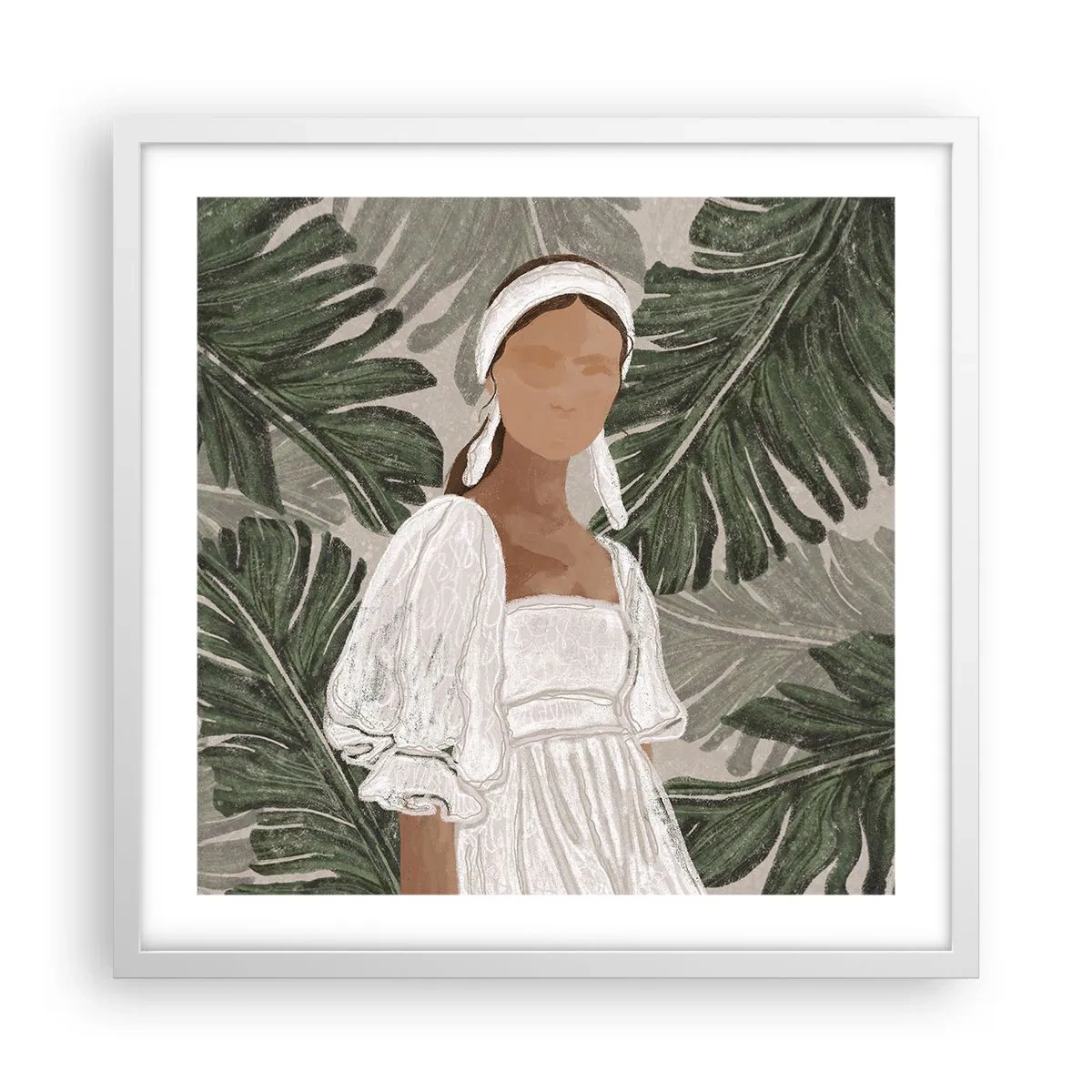 Affiche dans un cadre blanc - Poster - Portrait exotique - 50x50 cm