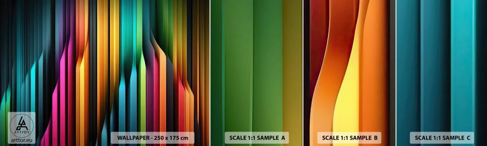 Échantillon de Papier Peint Autocollant Deluxe Sticker - Un organe de lumière - Coloré, Lignes, Abstraction - 100x30 cm