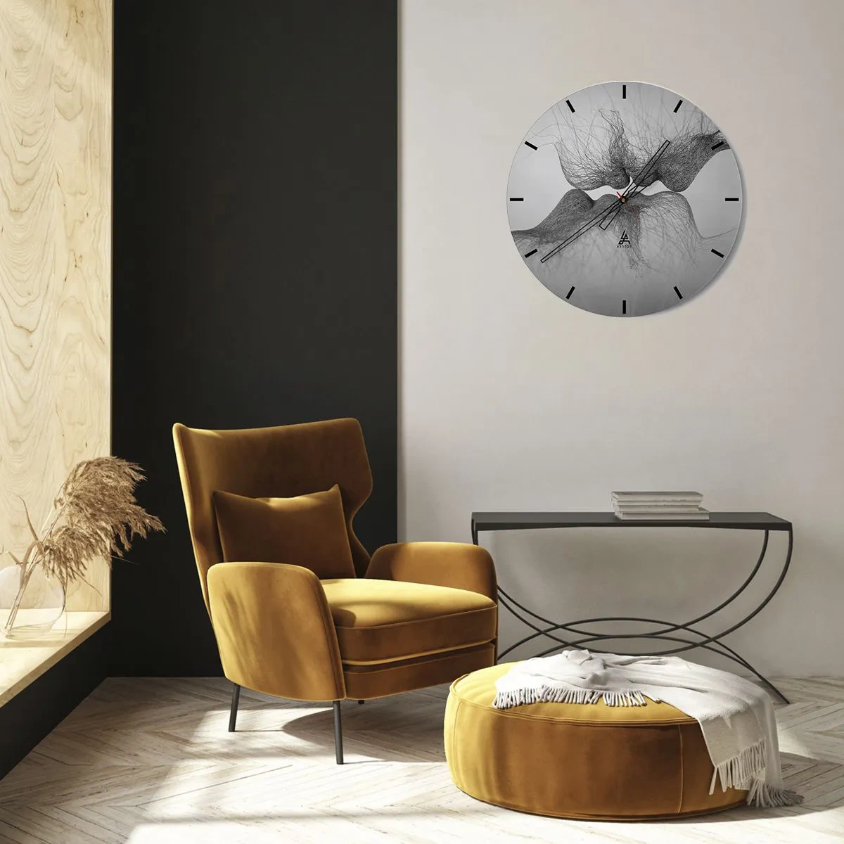 Horloge murale - Pendule murale - Maillages abstraits formant un baiser - 30x30cm - La bise du vent - Décoration murale moderne pour le salon, la cuisine et la chambre ARTTOR