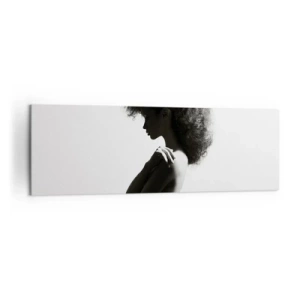 Impression sur toile - Image sur toile - Une silhouette subtile d'une femme dans des tons noirs et blancs sur un fond clair - 160x50cm - Comme une fleur au bout d'une fine tige - Décoration murale moderne pour le salon et la chambre ARTTOR