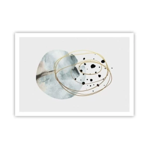 Affiche - Poster - Abstraction minimaliste avec un motif géométrique et des lignes dorées - 100x70cm - Emmêlement de l'espace - Décoration murale moderne pour le salon et la chambre ARTTOR