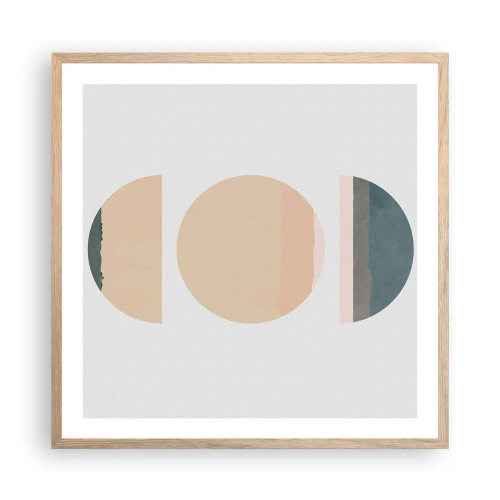 Affiche dans un chêne clair - Poster - Cercles après cercles - 60x60 cm