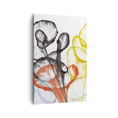 Impression sur toile - Image sur toile - Fleurs transparentes colorées sur fond blanc - 80x120cm - Fleurs avec une âme - Décoration murale moderne pour le salon et la chambre ARTTOR