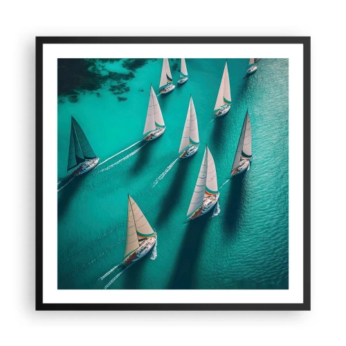 Affiche dans un cadre noir - Poster - Dans une compétition avec le vent - 60x60 cm