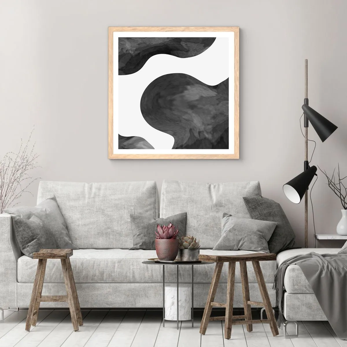 Affiche dans un chêne clair - Poster - La route du lait - 50x50 cm