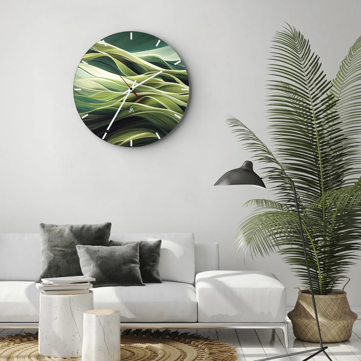 Horloge murale - Pendule murale - Jeu de vert abstrait - 40x40 cm
