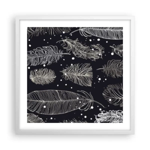 Affiche dans un cadre blanc - Poster - Toile de plumes - 50x50 cm