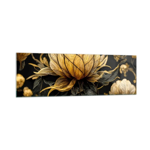 Impression sur verre - Image sur verre - Fleur dorée sur fond sombre - 160x50cm - Fragilité subtile - Décoration murale moderne pour le salon et la chambre ARTTOR