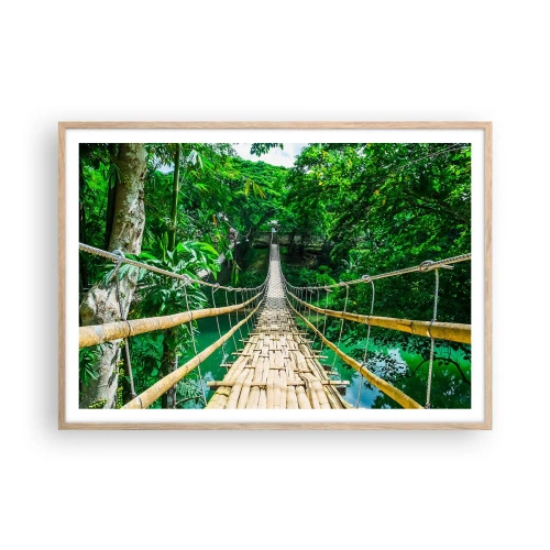 Affiche dans un chêne clair - Poster - Pont de singe en pleine nature - 100x70 cm