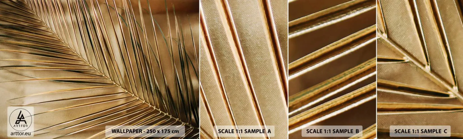 Échantillon De Papier Peint Standard Eco - Colonnade naturelle - Feuille de palmier, Graphique, Tropiques - 100x30 cm