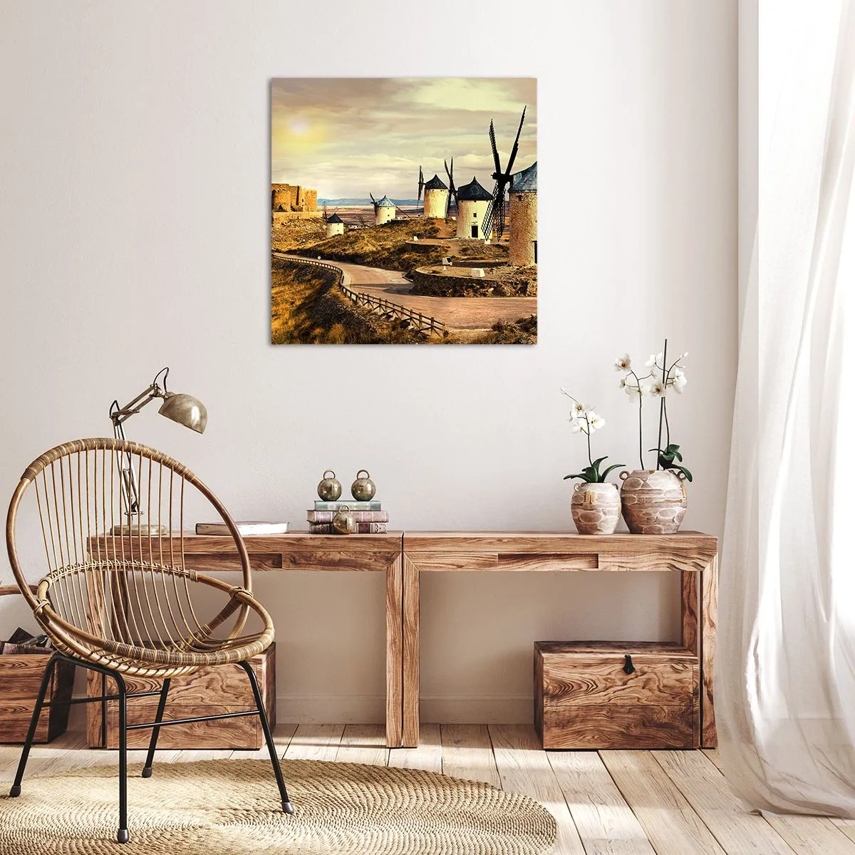 Impression sur toile - Image sur toile - Don Quichotte est sur le point d'arriver - 30x30 cm