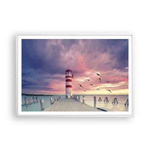 Affiche dans un cadre blanc - Poster - C'est l'heure d'aller au port - 100x70 cm