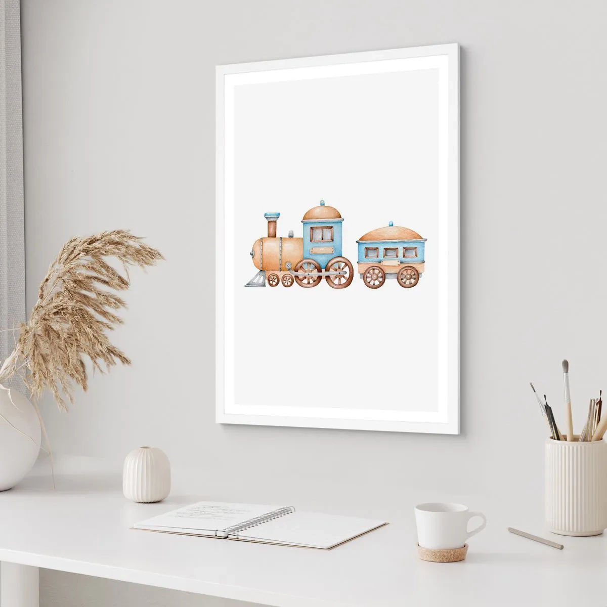 Affiche dans un cadre blanc - Poster - Il est à la gare... - 30x40 cm