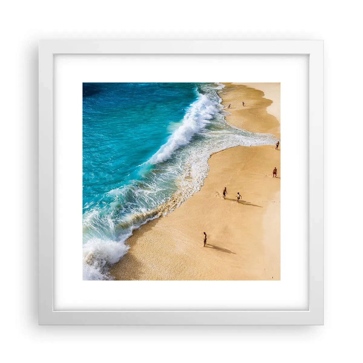 Affiche dans un cadre blanc - Poster - Et ensuite le soleil, la plage… - 30x30 cm