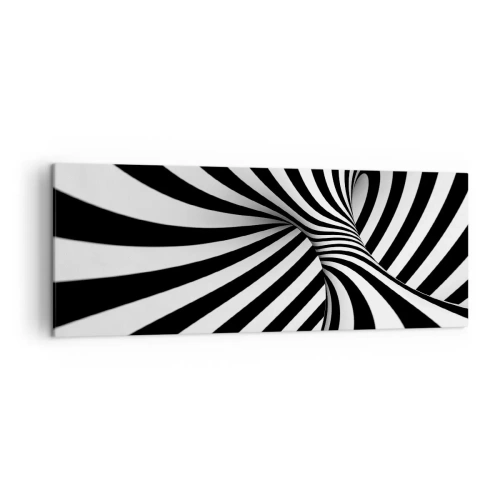 Impression sur toile - Image sur toile - Tunnel abstrait avec des rayures en spirale noires et blanches - 140x50cm - Composition : espace de danse - Décoration murale moderne pour le salon et la chambre ARTTOR