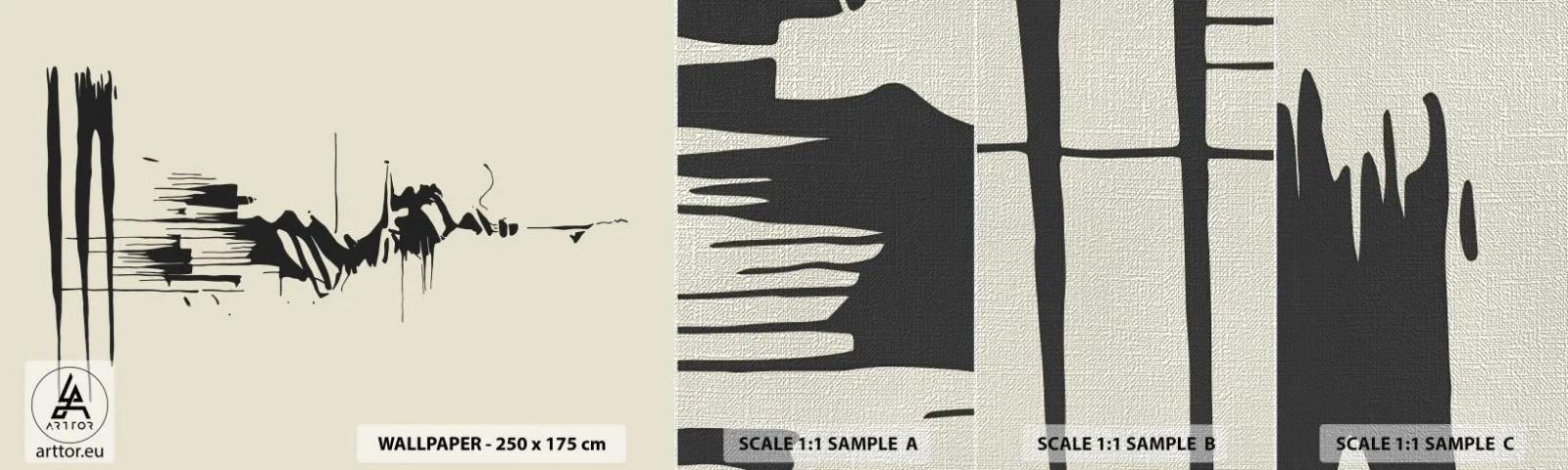 Échantillon de Papier Peint Premium Canvas - Abstraction hâtive - Abstraction, Minimalisme, Morceau - 100x30 cm