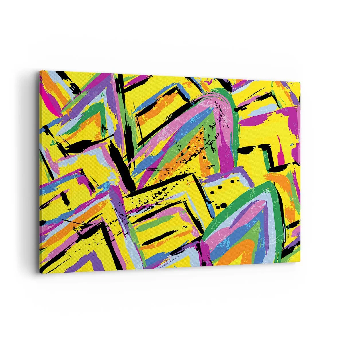 Impression sur toile - Image sur toile - Abstraction vivante aux couleurs vives et aux formes dynamiques - 120x80cm - Jusqu'à ce qu'il crie de joie - Décoration murale moderne pour le salon et la chambre ARTTOR