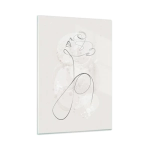 Impression sur verre - Image sur verre - Portrait abstrait dans les tons de blanc - 50x70cm - Spirale de beauté - Décoration murale moderne pour le salon et la chambre ARTTOR