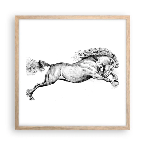 Affiche dans un chêne clair - Poster - Immortalisé au galop - 50x50 cm