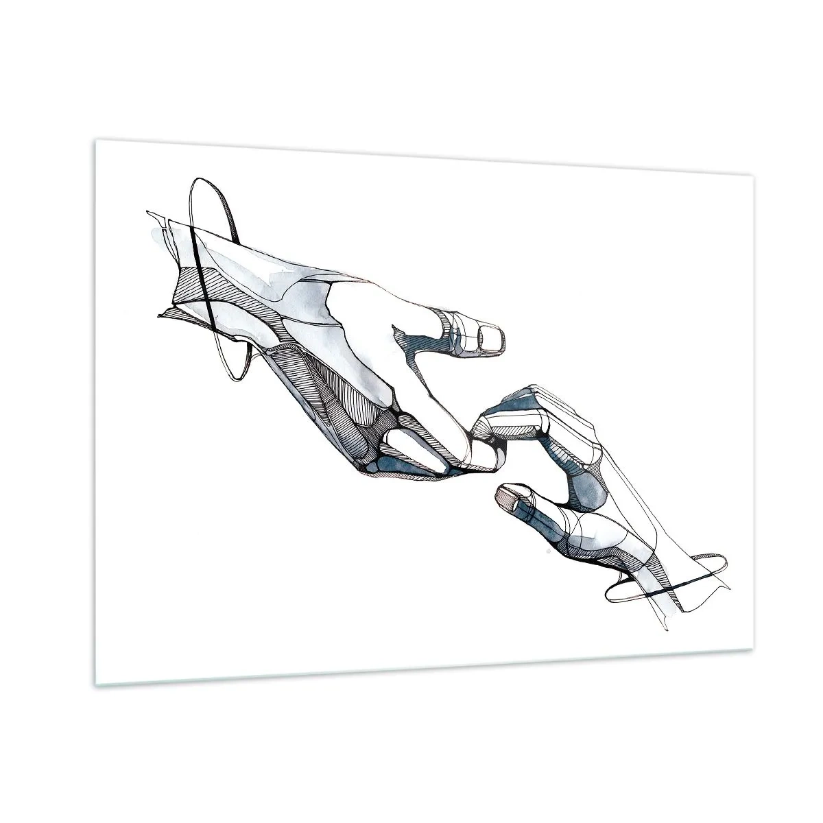 Impression sur verre - Image sur verre - Illustration artistique de deux mains dans un style abstrait - 100x70cm - Un bon geste - Décoration murale moderne pour le salon et la chambre ARTTOR