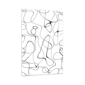 Impression sur verre - Image sur verre - Lignes noires abstraites sur fond blanc dans un style minimaliste - 80x120cm - Le chemin de la vie, les voies du hasard - Décoration murale moderne pour le salon et la chambre ARTTOR