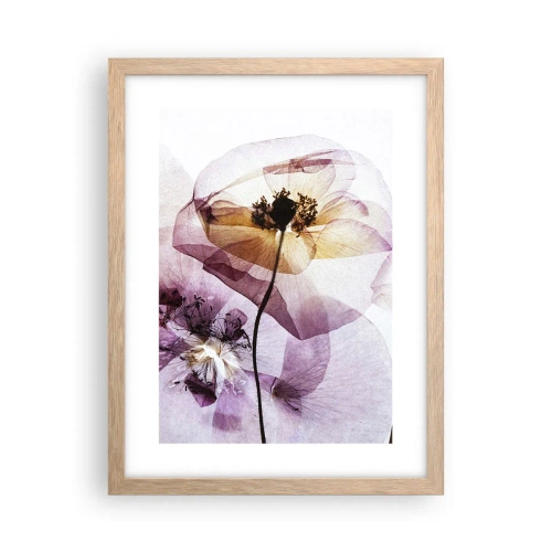 Affiche dans un chêne clair - Poster - Corps de fleurs transparente - 30x40 cm