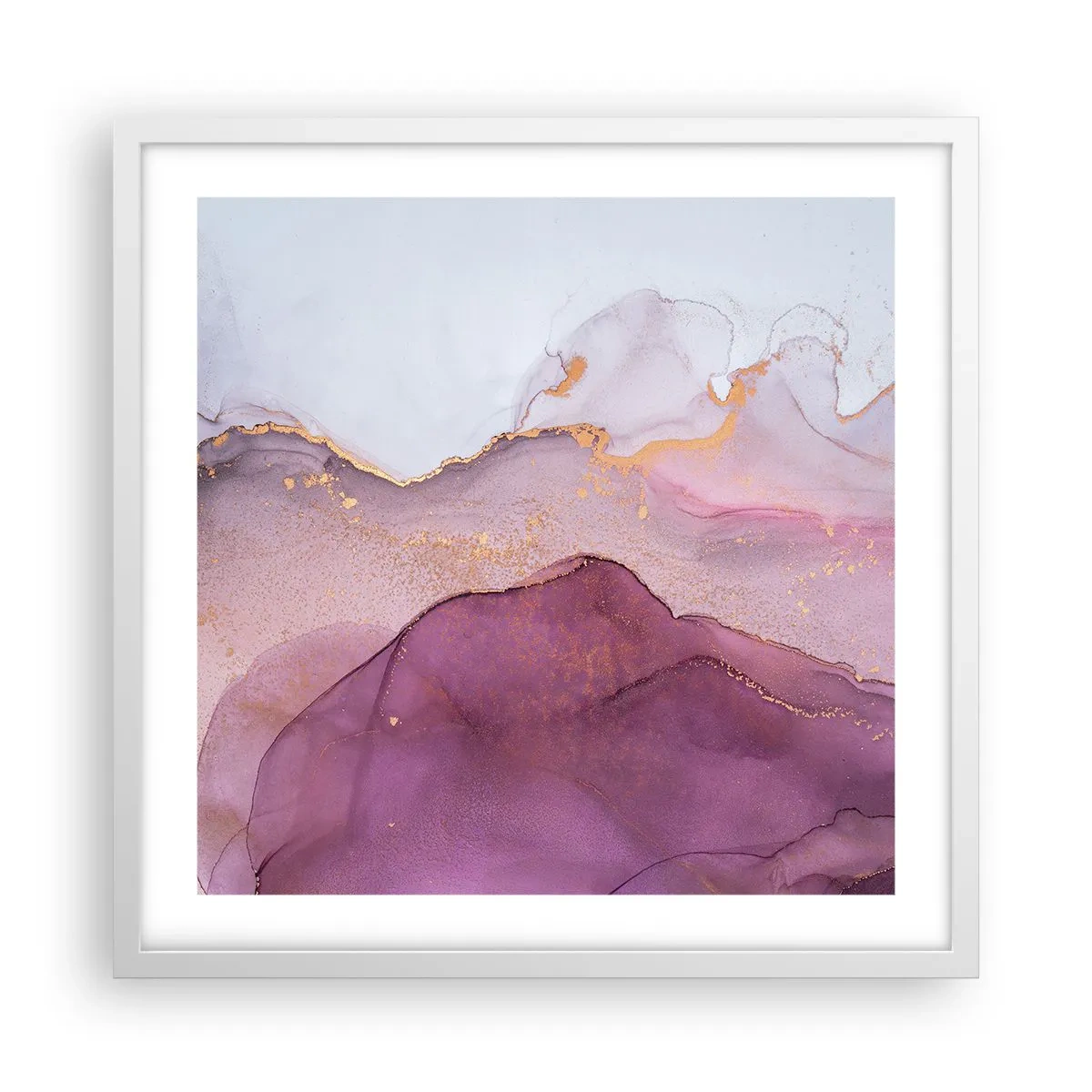 Affiche dans un cadre blanc - Poster - Vagues lilas et violettes - 50x50 cm